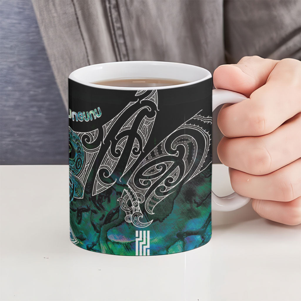 Aotearoa Maori Iwi Heritage Ceramic Mug Ngati Kahungunu Paua Shell Turquoise LT7 - Polynesian Pride