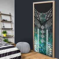 Aotearoa Maori Iwi Heritage Door Cover Ngati Kahungunu Paua Shell Turquoise LT7 - Polynesian Pride