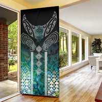 Aotearoa Maori Iwi Heritage Door Cover Ngati Kahungunu Paua Shell Turquoise LT7 - Polynesian Pride