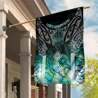 Aotearoa Maori Iwi Heritage Garden Flag Ngati Kahungunu Paua Shell Turquoise LT7 House Flag Green Blue - Polynesian Pride