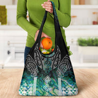 Aotearoa Maori Iwi Heritage Grocery Bag Ngati Kahungunu Paua Shell Turquoise LT7 - Polynesian Pride