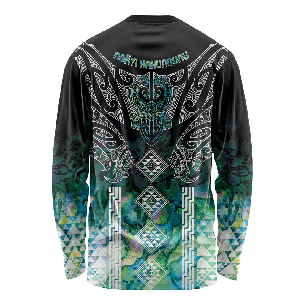 Aotearoa Maori Iwi Heritage Long Sleeve Shirt Ngati Kahungunu Paua Shell Turquoise LT7 - Polynesian Pride