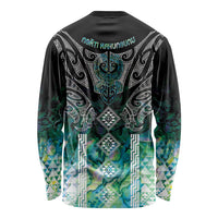 Aotearoa Maori Iwi Heritage Long Sleeve Shirt Ngati Kahungunu Paua Shell Turquoise LT7 - Polynesian Pride