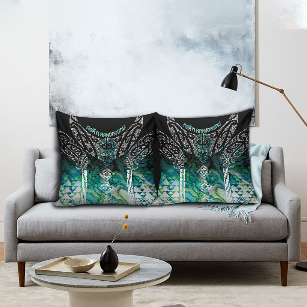 Aotearoa Maori Iwi Heritage Pillow Cover Ngati Kahungunu Paua Shell Turquoise LT7 - Polynesian Pride