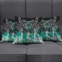 Aotearoa Maori Iwi Heritage Pillow Cover Ngati Kahungunu Paua Shell Turquoise LT7 - Polynesian Pride