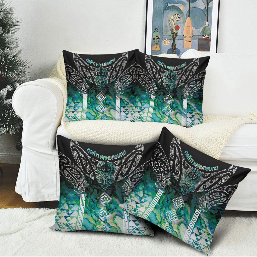 Aotearoa Maori Iwi Heritage Pillow Cover Ngati Kahungunu Paua Shell Turquoise LT7 - Polynesian Pride