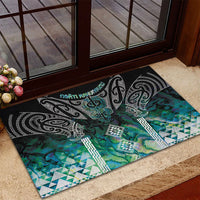 Aotearoa Maori Iwi Heritage Rubber Doormat Ngati Kahungunu Paua Shell Turquoise LT7 - Polynesian Pride