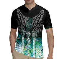 Aotearoa Maori Iwi Heritage Rugby Jersey Ngati Kahungunu Paua Shell Turquoise LT7 - Polynesian Pride