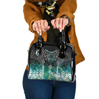 Aotearoa Maori Iwi Heritage Shoulder Handbag Ngati Kahungunu Paua Shell Turquoise LT7 One Size Green Blue - Polynesian Pride