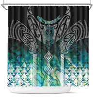 Aotearoa Maori Iwi Heritage Shower Curtain Ngati Kahungunu Paua Shell Turquoise LT7 Green Blue - Polynesian Pride