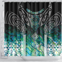 Aotearoa Maori Iwi Heritage Shower Curtain Ngati Kahungunu Paua Shell Turquoise LT7 - Polynesian Pride