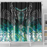 Aotearoa Maori Iwi Heritage Shower Curtain Ngati Kahungunu Paua Shell Turquoise LT7 - Polynesian Pride