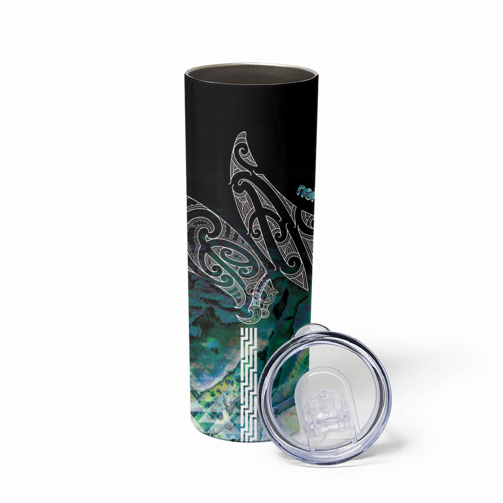 Aotearoa Maori Iwi Heritage Skinny Tumbler Ngati Kahungunu Paua Shell Turquoise LT7 - Polynesian Pride