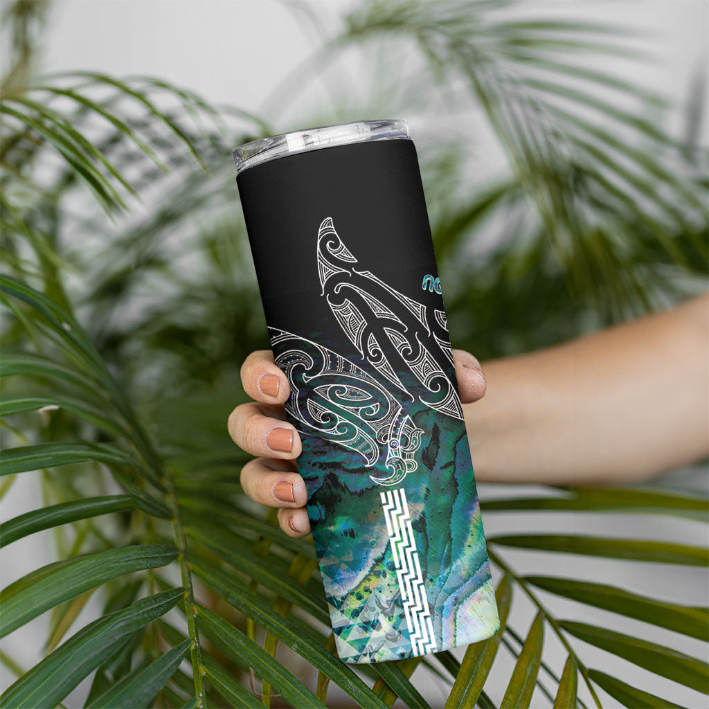 Aotearoa Maori Iwi Heritage Skinny Tumbler Ngati Kahungunu Paua Shell Turquoise LT7 - Polynesian Pride