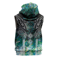 Aotearoa Maori Iwi Heritage Sleeveless Hoodie Ngati Kahungunu Paua Shell Turquoise LT7 - Polynesian Pride