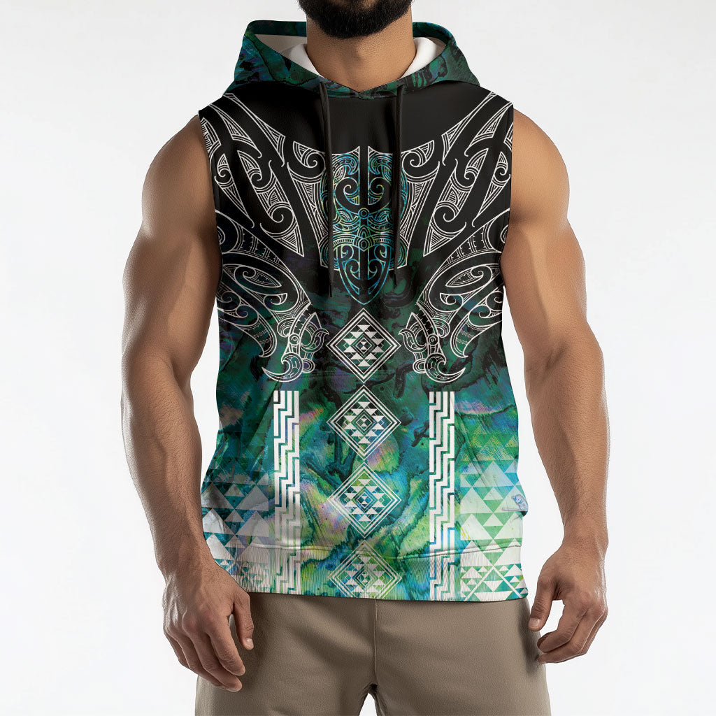 Aotearoa Maori Iwi Heritage Sleeveless Hoodie Ngati Kahungunu Paua Shell Turquoise LT7 - Polynesian Pride