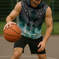 Aotearoa Maori Iwi Heritage Sleeveless Hoodie Ngati Kahungunu Paua Shell Turquoise LT7 - Polynesian Pride