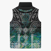 Aotearoa Maori Iwi Heritage Sleeveless Puffer Jacket Ngati Kahungunu Paua Shell Turquoise LT7 - Polynesian Pride