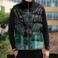 Aotearoa Maori Iwi Heritage Sleeveless Puffer Jacket Ngati Kahungunu Paua Shell Turquoise LT7 - Polynesian Pride