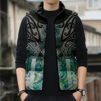 Aotearoa Maori Iwi Heritage Sleeveless Puffer Jacket Ngati Kahungunu Paua Shell Turquoise LT7 - Polynesian Pride