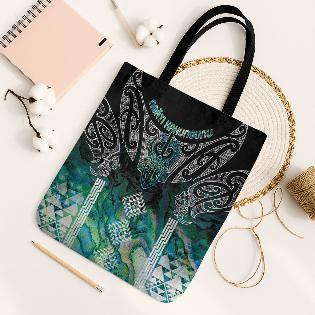 Aotearoa Maori Iwi Heritage Tote Bag Ngati Kahungunu Paua Shell Turquoise LT7 Black Strap One Size Green Blue - Polynesian Pride