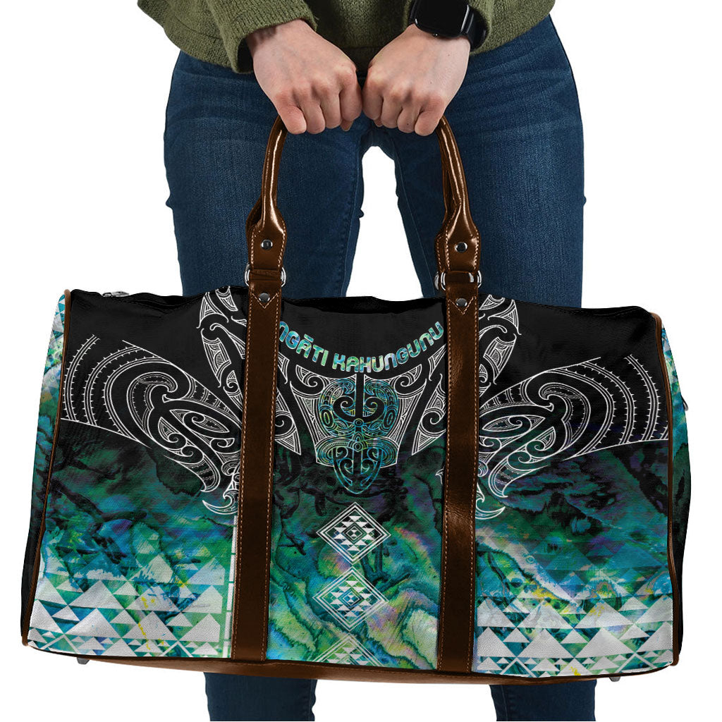 Aotearoa Maori Iwi Heritage Travel Bag Ngati Kahungunu Paua Shell Turquoise LT7 Green Blue - Polynesian Pride