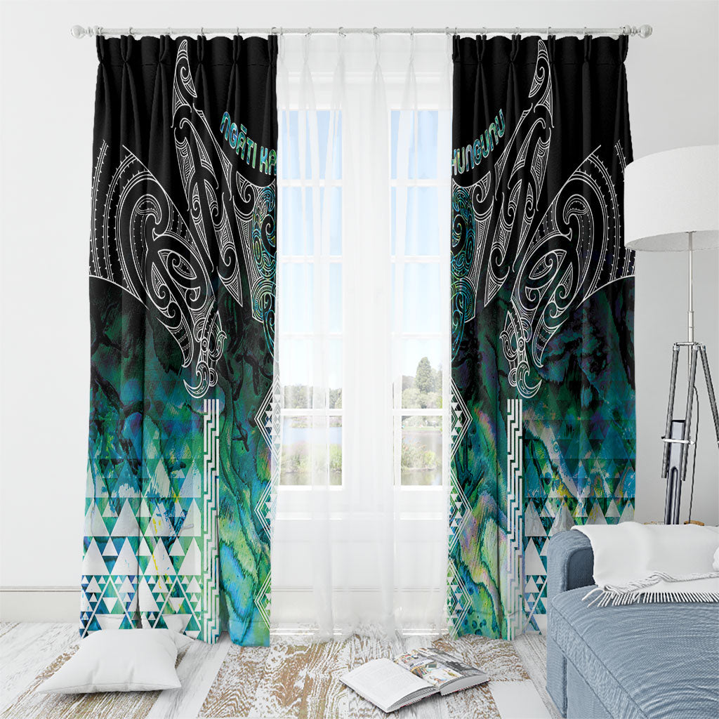 Aotearoa Maori Iwi Heritage Window Curtain Ngati Kahungunu Paua Shell Turquoise LT7 - Polynesian Pride