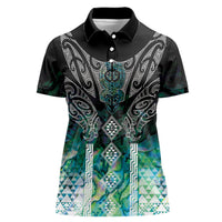 Aotearoa Maori Iwi Heritage Women Polo Shirt Ngati Kahungunu Paua Shell Turquoise LT7 Female Green Blue - Polynesian Pride