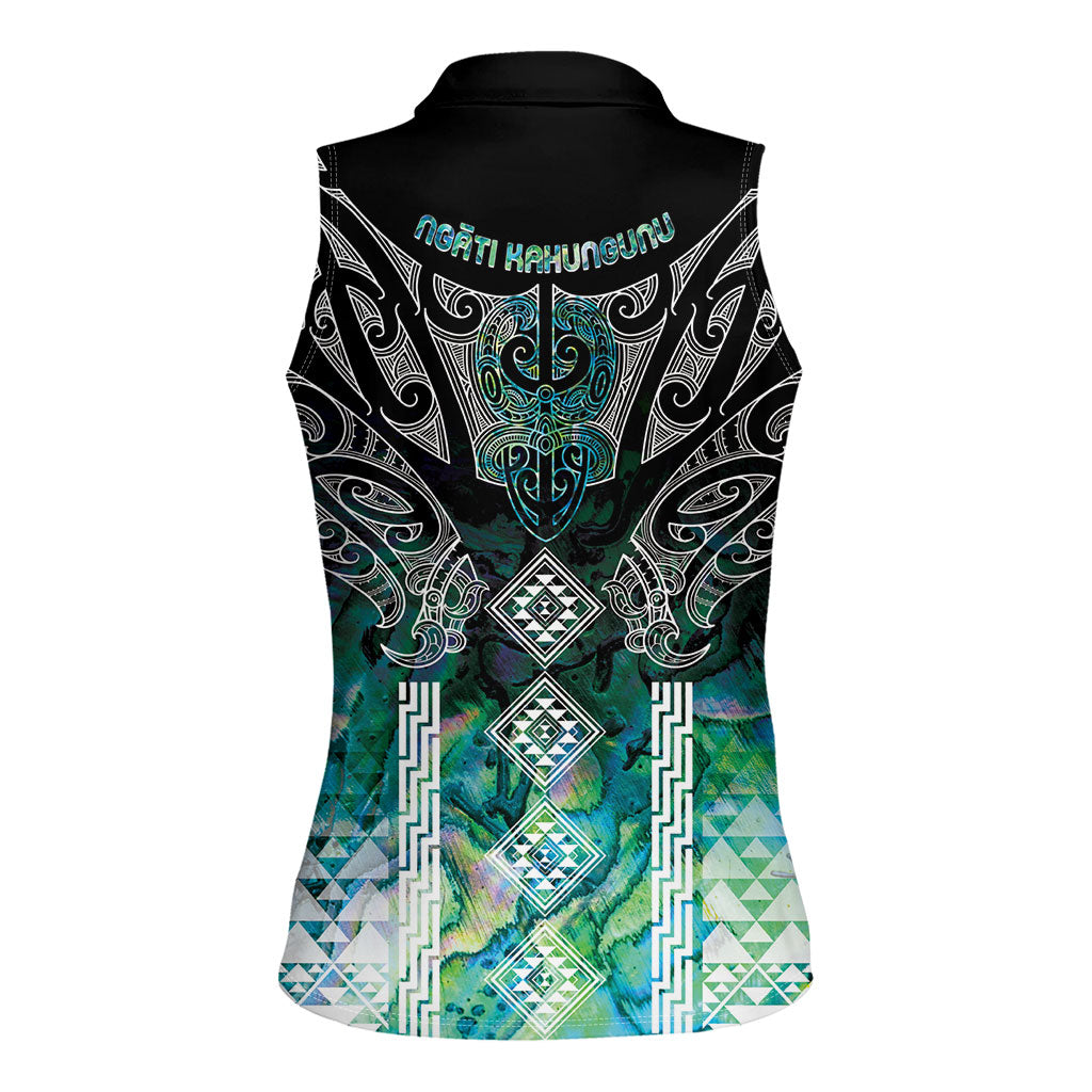 Aotearoa Maori Iwi Heritage Women Sleeveless Polo Shirt Ngati Kahungunu Paua Shell Turquoise LT7 - Polynesian Pride