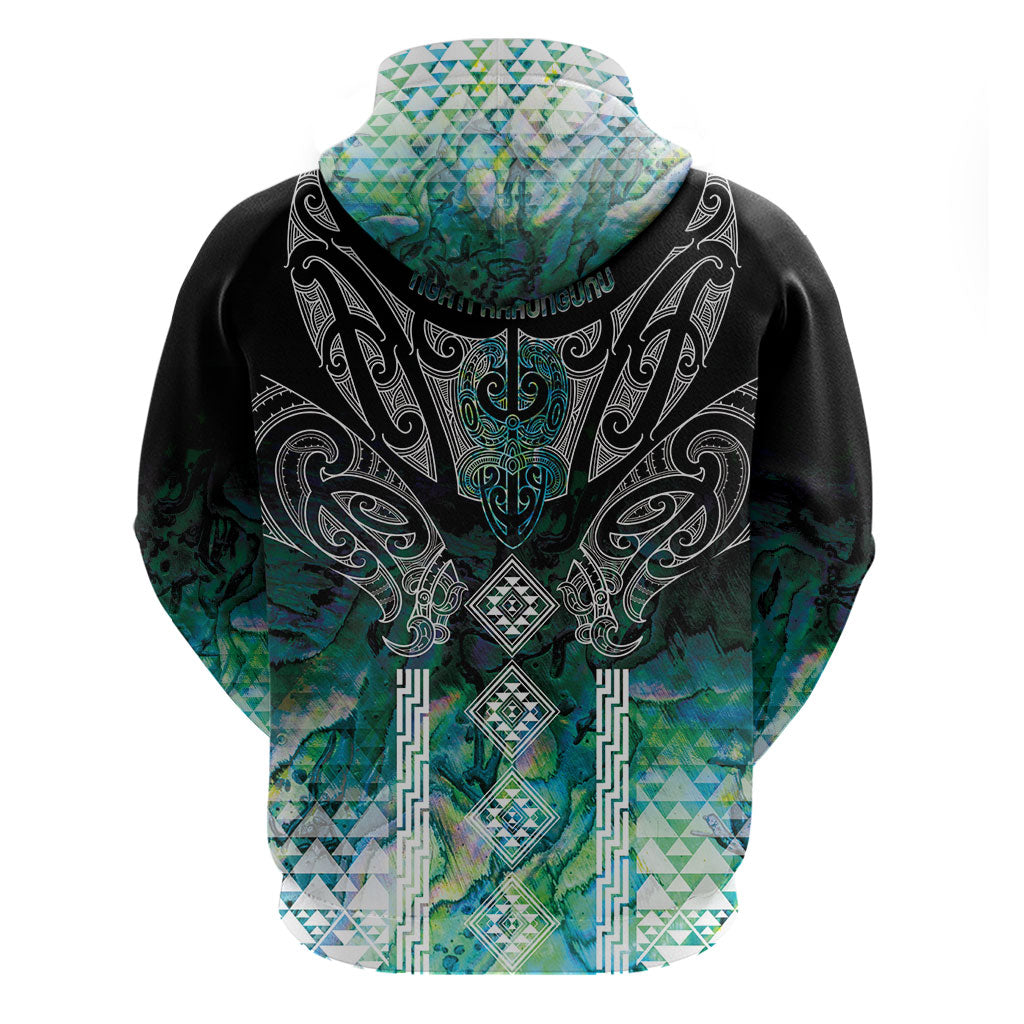 Aotearoa Maori Iwi Heritage Zip Hoodie Ngati Kahungunu Paua Shell Turquoise LT7 - Polynesian Pride