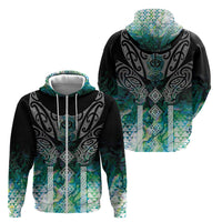 Aotearoa Maori Iwi Heritage Zip Hoodie Ngati Kahungunu Paua Shell Turquoise LT7 - Polynesian Pride