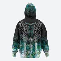 Aotearoa Maori Iwi Heritage Zip Hoodie Ngati Kahungunu Paua Shell Turquoise LT7 - Polynesian Pride