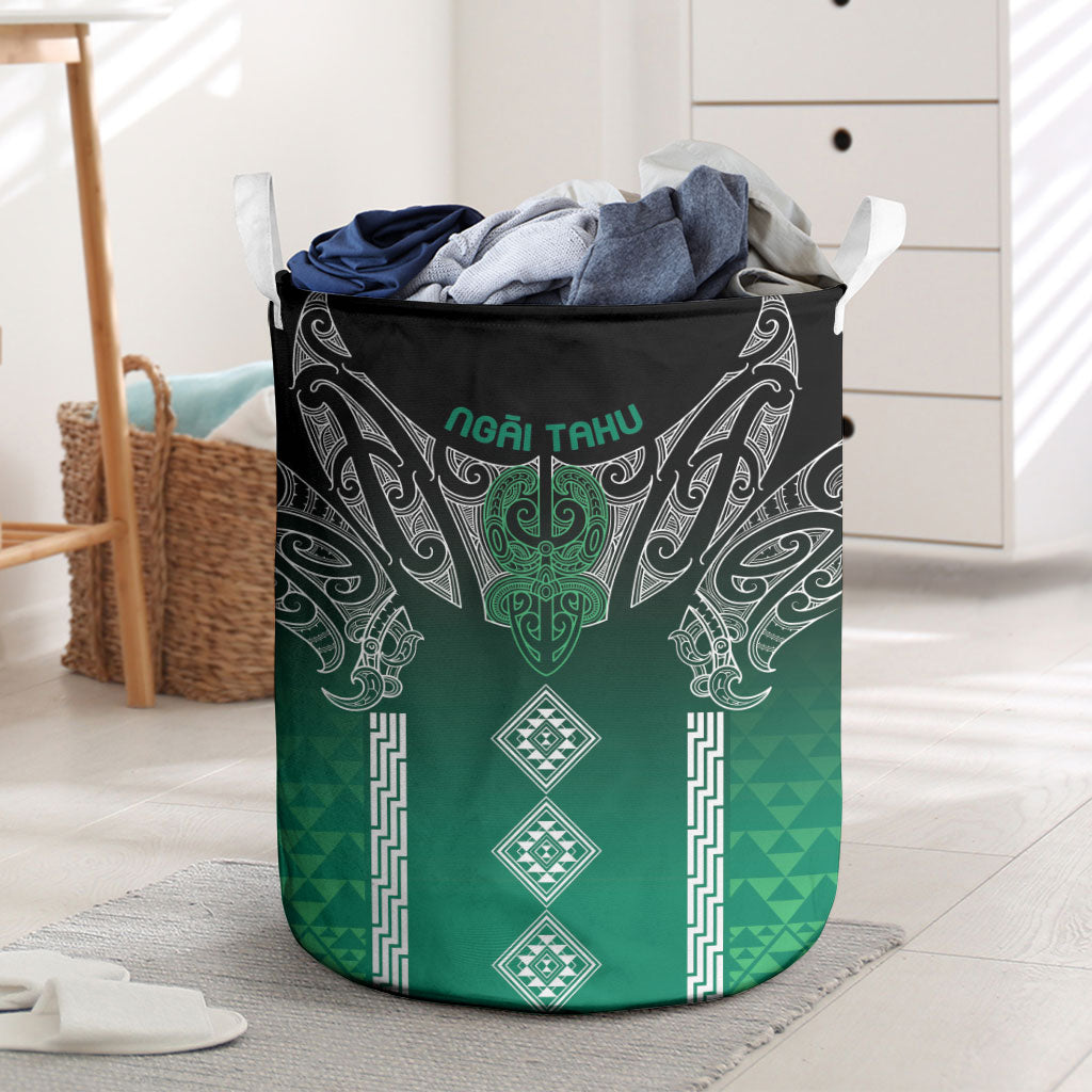 Aotearoa Maori Iwi Heritage Laundry Basket Ngai Tahu Pounamu Green LT7 Jade Green - Polynesian Pride