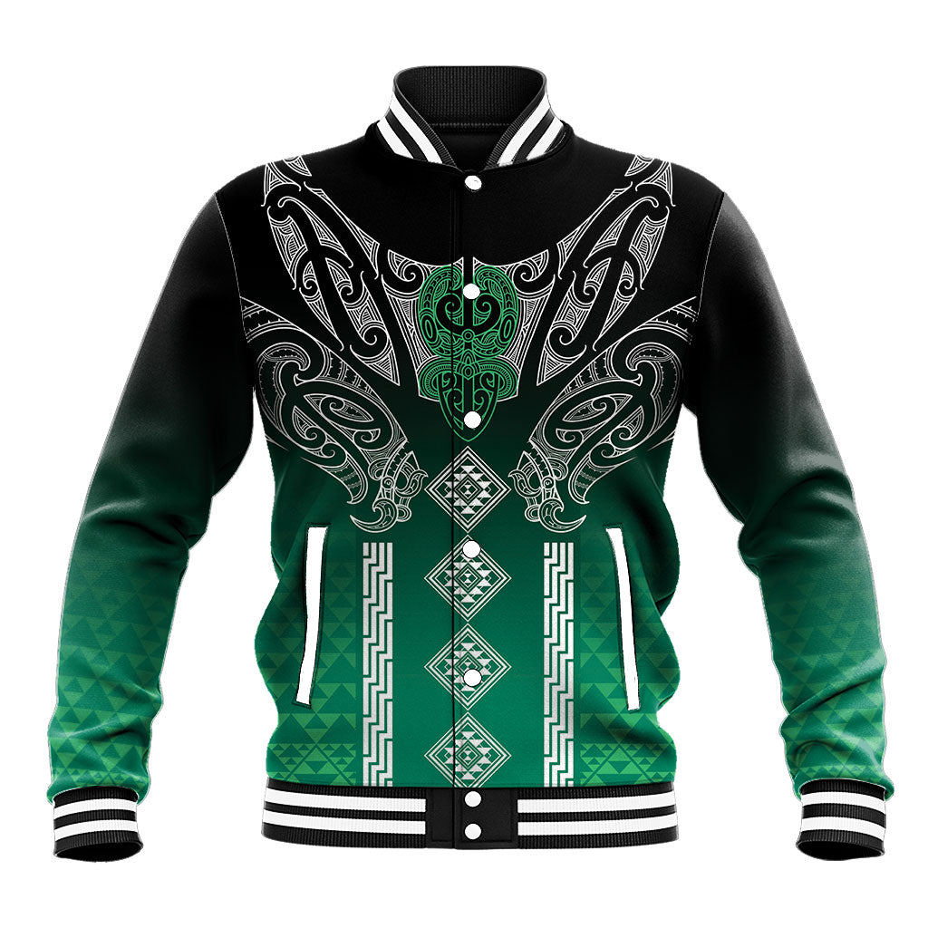 Aotearoa Maori Iwi Heritage Baseball Jacket Ngai Tahu Pounamu Green LT7 Unisex Jade Green - Polynesian Pride