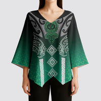 Aotearoa Maori Iwi Heritage Kimono Sleeve Blouse Ngai Tahu Pounamu Green LT7 - Polynesian Pride