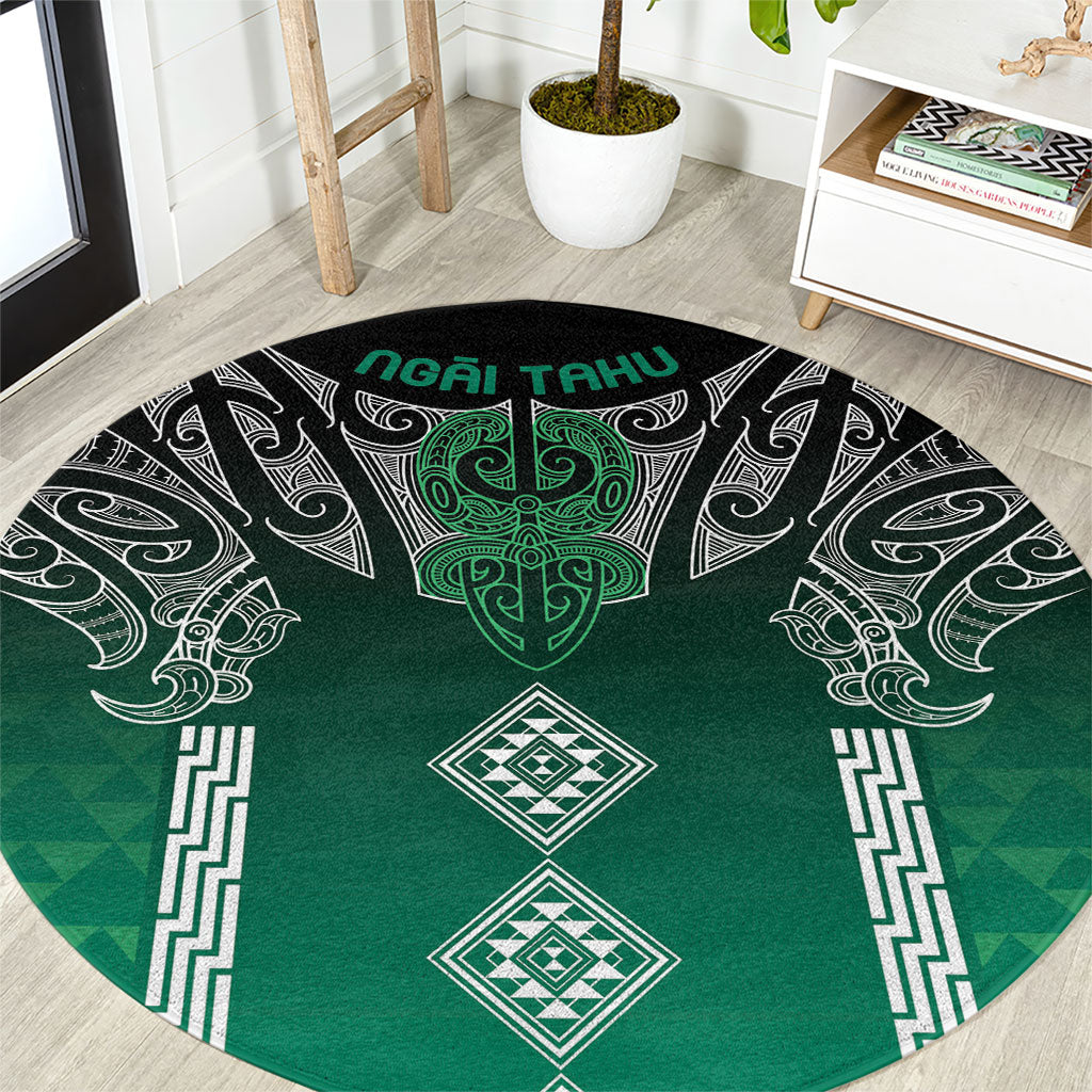 Aotearoa Maori Iwi Heritage Round Carpet Ngai Tahu Pounamu Green LT7 Jade Green - Polynesian Pride