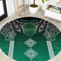 Aotearoa Maori Iwi Heritage Round Carpet Ngai Tahu Pounamu Green LT7 Jade Green - Polynesian Pride