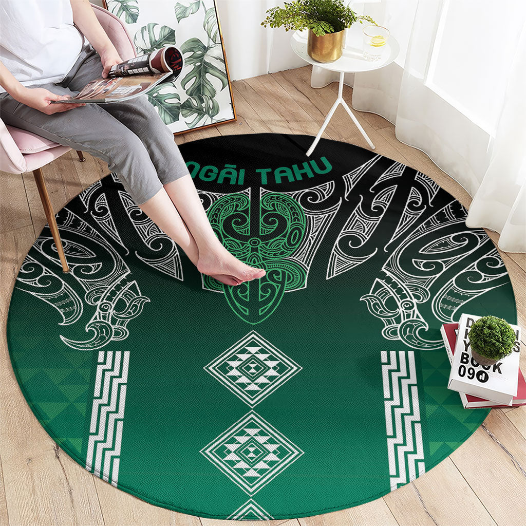 Aotearoa Maori Iwi Heritage Round Carpet Ngai Tahu Pounamu Green LT7 - Polynesian Pride
