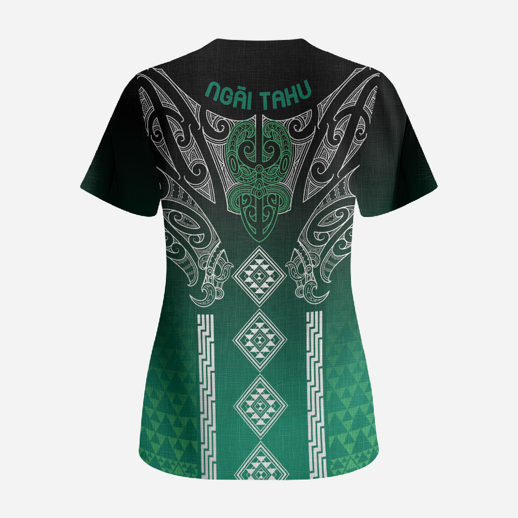 Aotearoa Maori Iwi Heritage Scrub Top Ngai Tahu Pounamu Green LT7 - Polynesian Pride