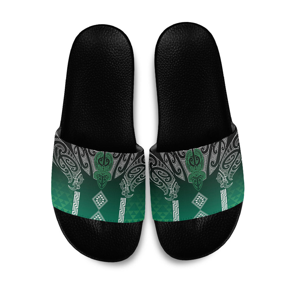 Aotearoa Maori Iwi Heritage Slide Sandals Ngai Tahu Pounamu Green LT7 Jade Green - Polynesian Pride