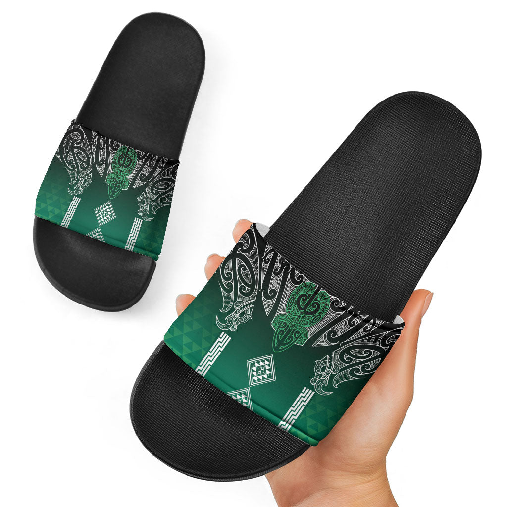 Aotearoa Maori Iwi Heritage Slide Sandals Ngai Tahu Pounamu Green LT7 - Polynesian Pride