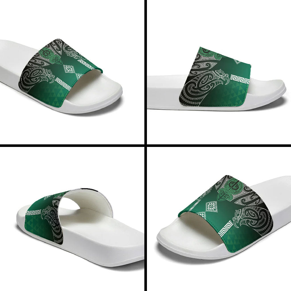 Aotearoa Maori Iwi Heritage Slide Sandals Ngai Tahu Pounamu Green LT7 - Polynesian Pride