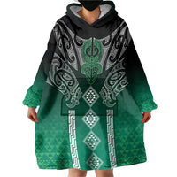 Aotearoa Maori Iwi Heritage Wearable Blanket Hoodie Ngai Tahu Pounamu Green LT7 - Polynesian Pride