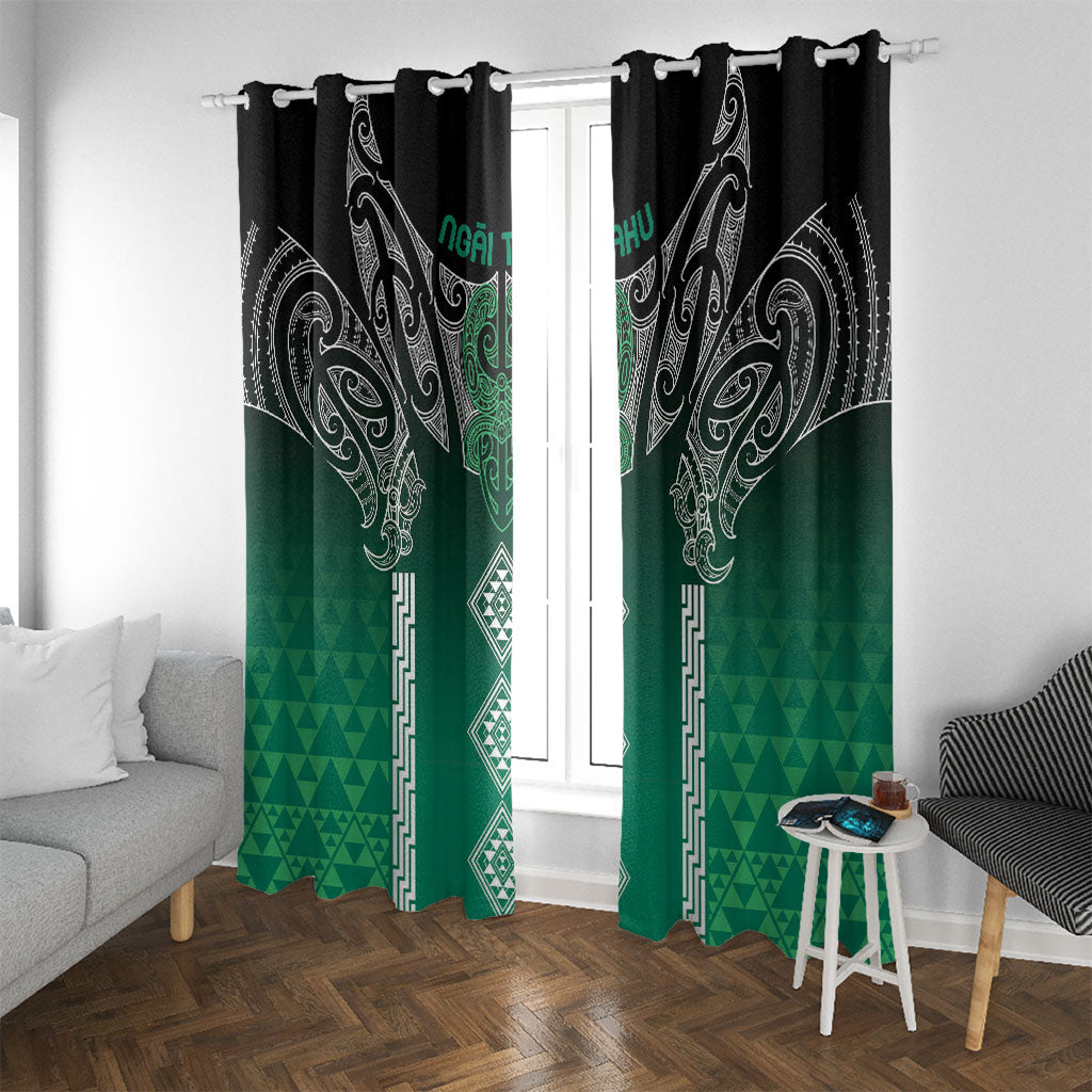 Aotearoa Maori Iwi Heritage Window Curtain Ngai Tahu Pounamu Green LT7 With Grommets Jade Green - Polynesian Pride