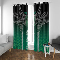 Aotearoa Maori Iwi Heritage Window Curtain Ngai Tahu Pounamu Green LT7 With Grommets Jade Green - Polynesian Pride