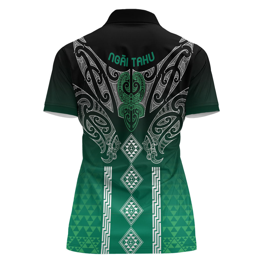 Aotearoa Maori Iwi Heritage Women Polo Shirt Ngai Tahu Pounamu Green LT7 - Polynesian Pride