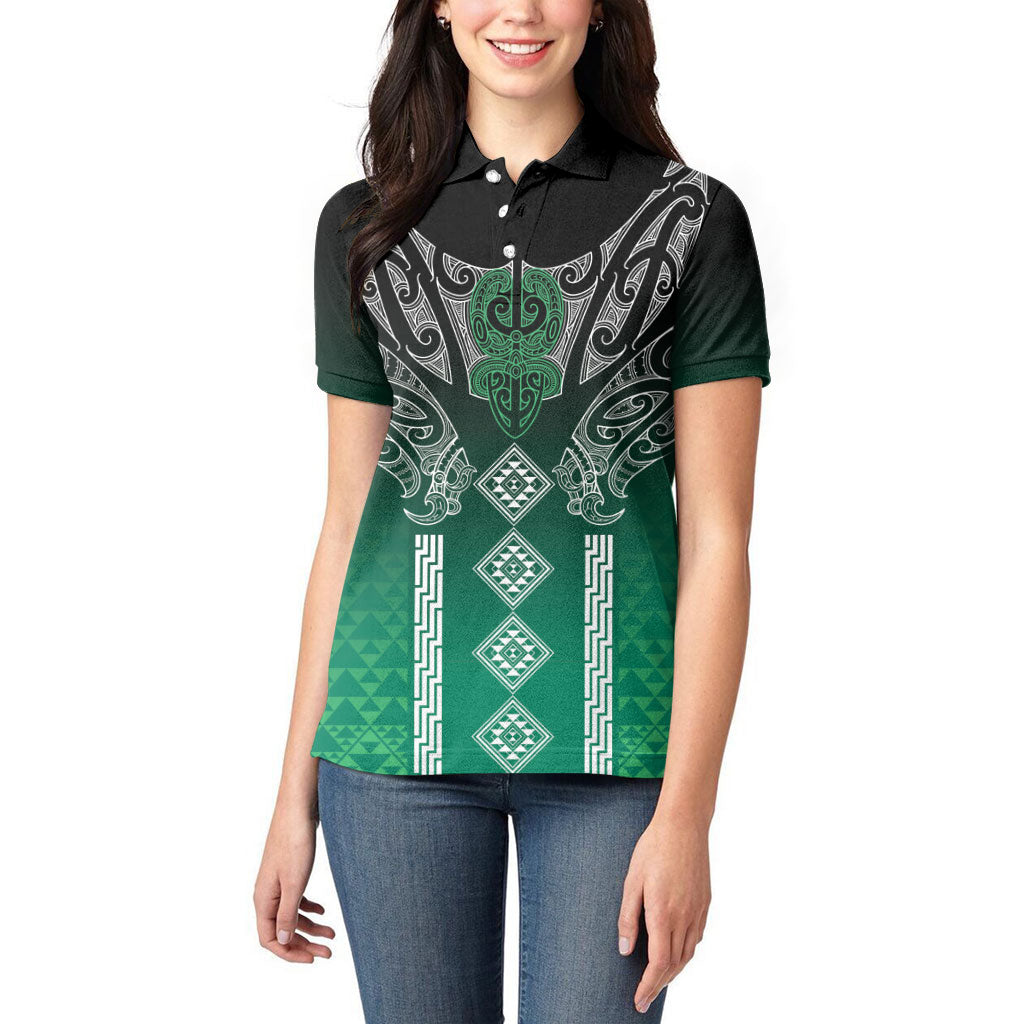 Aotearoa Maori Iwi Heritage Women Polo Shirt Ngai Tahu Pounamu Green LT7 - Polynesian Pride