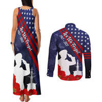 Pearl Harbor Remembrance Day Couples Matching Tank Maxi Dress and Long Sleeve Button Shirt Poppy Mix Style LT7 - Polynesian Pride