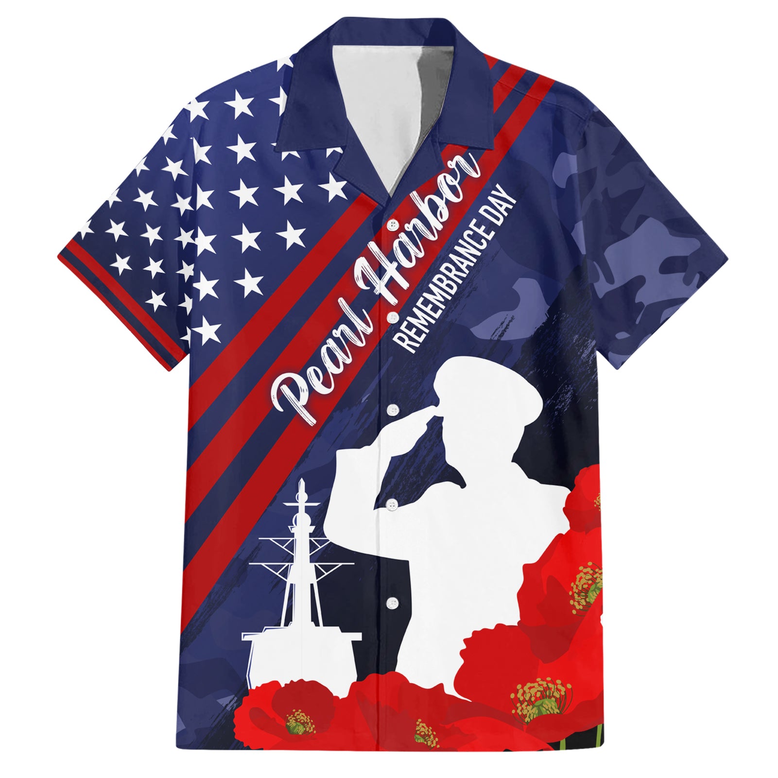 Pearl Harbor Remembrance Day Hawaiian Shirt Poppy Mix Style LT7 Navy Blue - Polynesian Pride