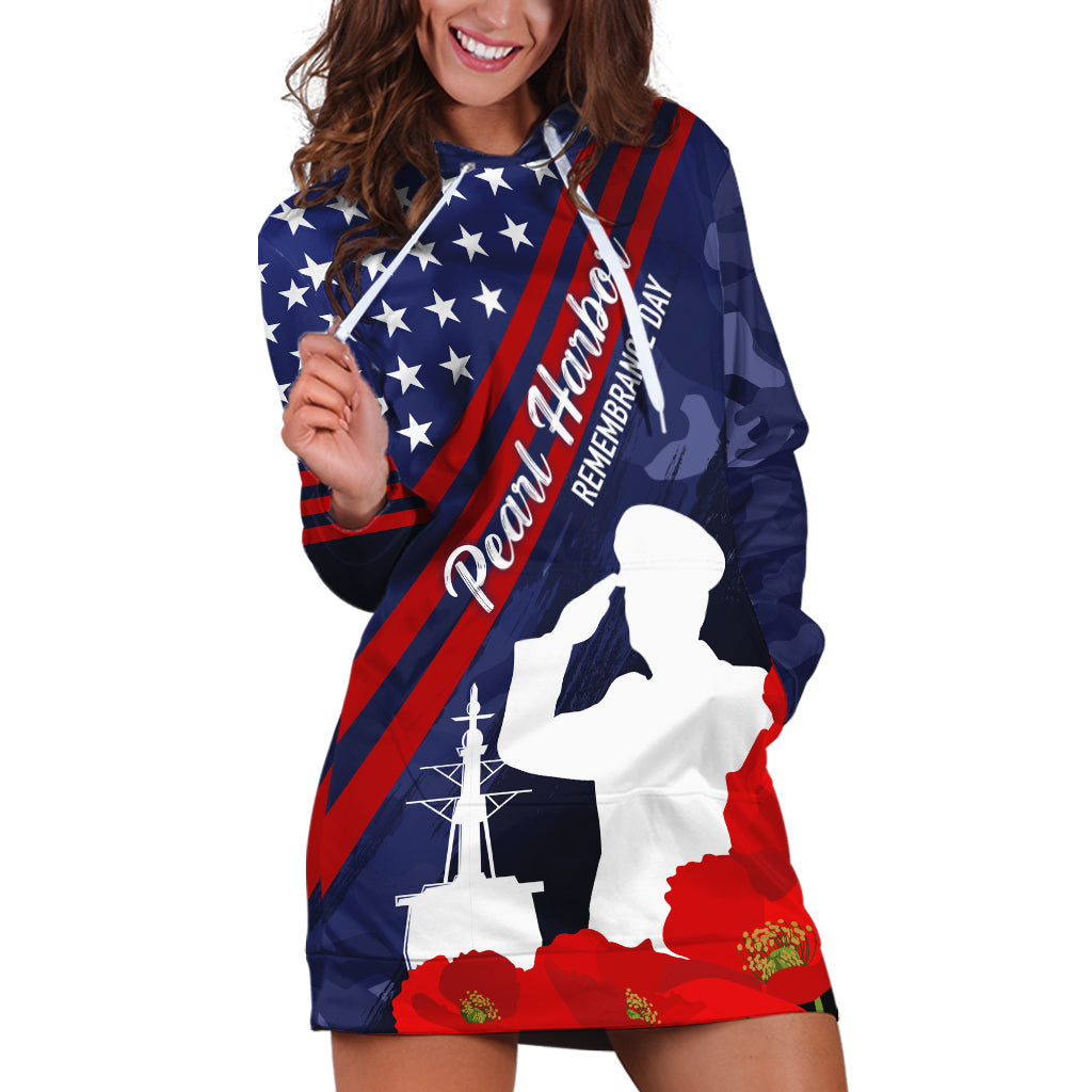 Pearl Harbor Remembrance Day Hoodie Dress Poppy Mix Style LT7 Navy Blue - Polynesian Pride